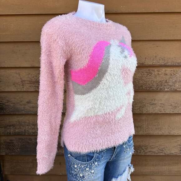 Epic Threads Pink Fuzzy Knit Sweater With Unicorn Design - Picture 8 of 10